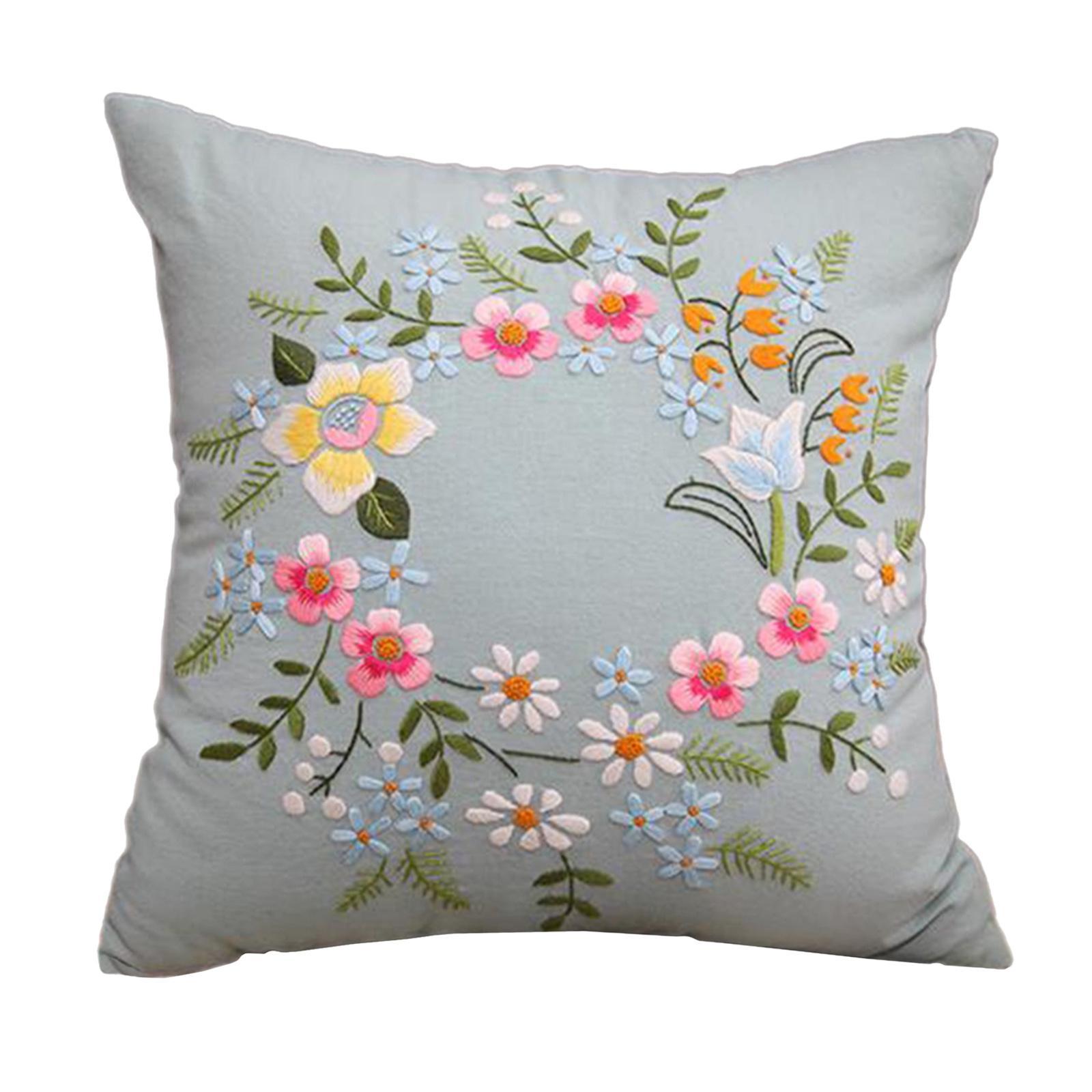3Pieces Embroidery Pillow Covers Kit Cushion Cover Pillow Case Kit Cross Stitch Kits for Beginners