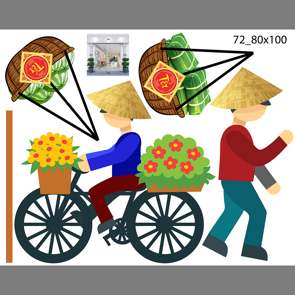 Decal trang trí tết xuân 2020 combo số 12