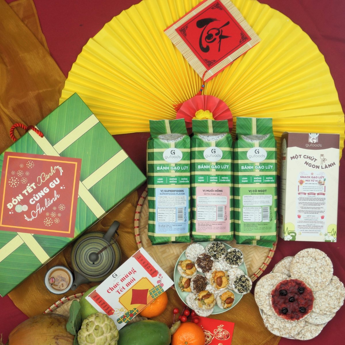 Hộp quà Tết GUfoods - Xuân Ất Tỵ 2025 - Mâm bánh Tết healthy, Món quà sức khoẻ, Hộp giấy thân thiện môi trường, Giftbox / Gift set healthy, Đón Tết xanh - Cùng GU an lành