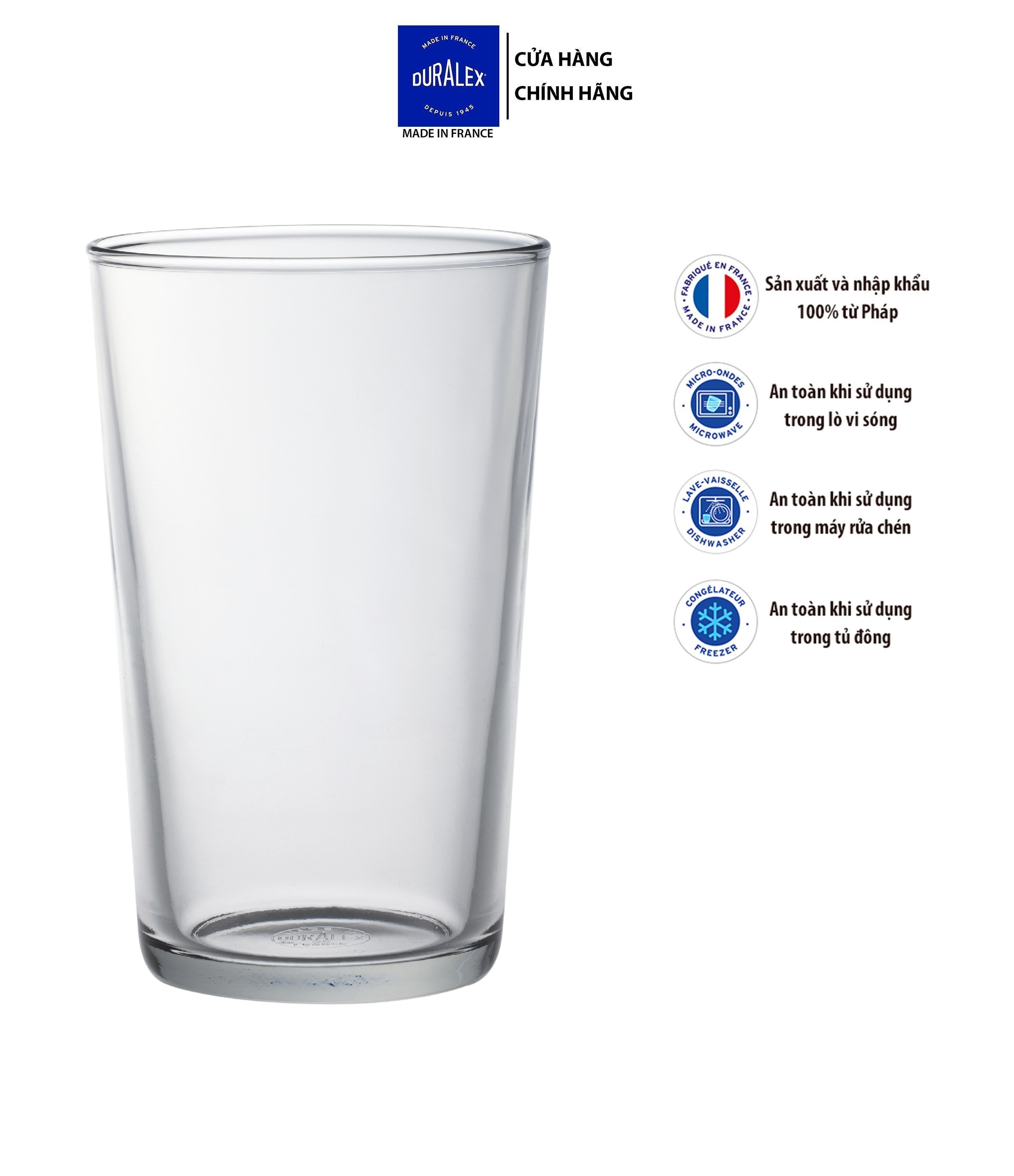 Ly D1046A Duralex - Unie trong clear 560ml Thủy tinh cường lực cao cấp Pháp