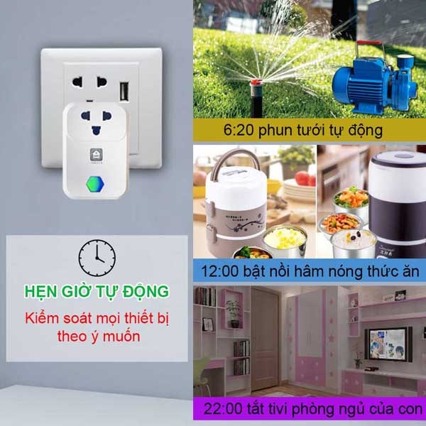 Ổ cắm thông minh Hunonic SK01│Điều khiển từ xa qua điện thoại 11 tính năng ổ cắm thông minh SK01