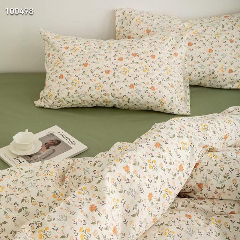 Bộ Chăn Ga Gối Cotton Living 100% Cotton Hàng Nhập Khẩu Cao Cấp 4 Món Hoa Nhí