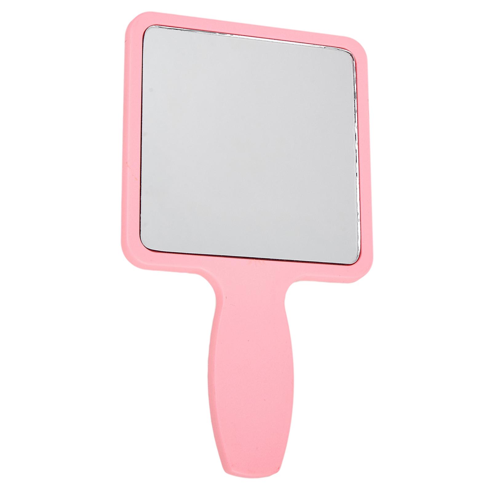 Portable Small Compact Cute Square Shaped Mirror with Handle Cosmetic Beauty Mirror Single Side Look Adorable Design Easier to Hold