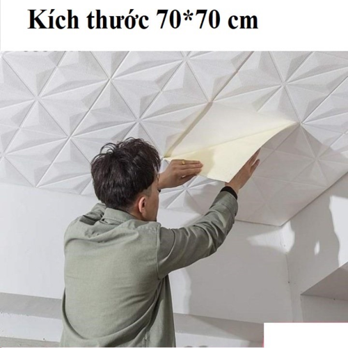 Bộ 10 Tấm Xốp Dán Tường Cổ Điển Kim Cương 70x70cm Sang Trọng, Lịch Lãm