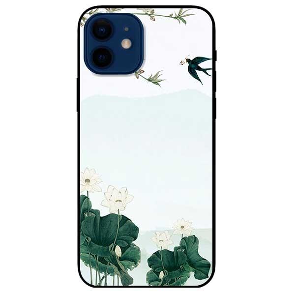 Ốp lưng dành cho Iphone 12 Mini - Iphone 12 - Iphone 12 Pro - 12 Pro Max - mẫu Sen Trắng Chim Én