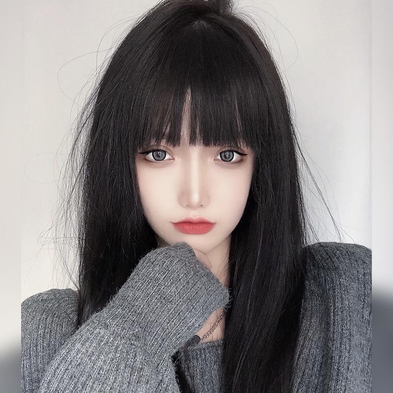 Bộ tóc giả nữ Hàn Quốc nguyên đầu màu ĐEN + tặng kèm lưới ONLINE_SHOPPING_1102