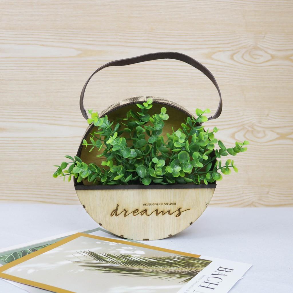 Giỏ hoa treo DN Homelife trang trí Xinh lịm tim, giỏ hoa gỗ decor trang trí nhà cửa