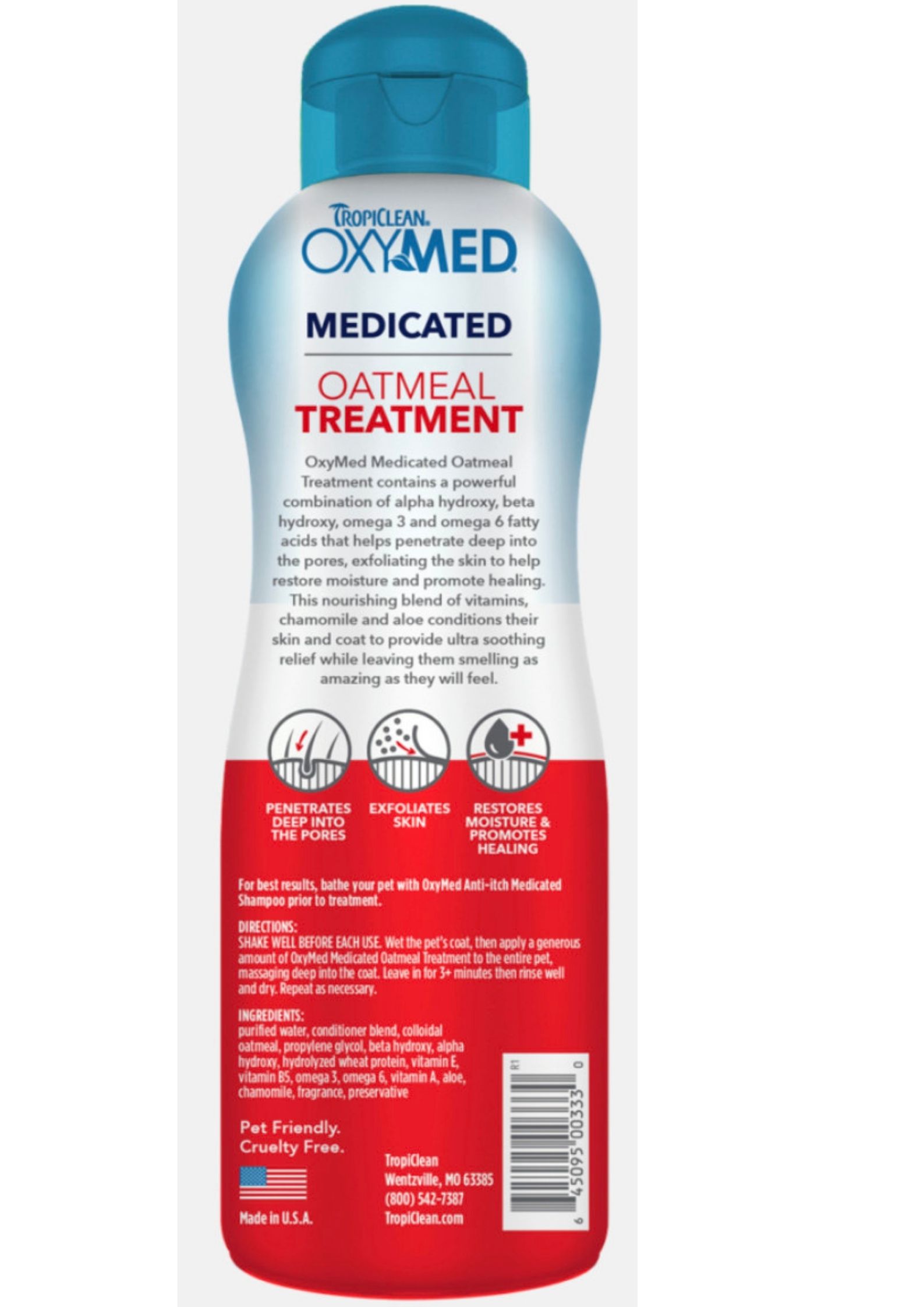 TROPICLEAN OXYMED 20z MEDICATED TREATMENT - DẦU XẢ CHO THÚ CƯNG