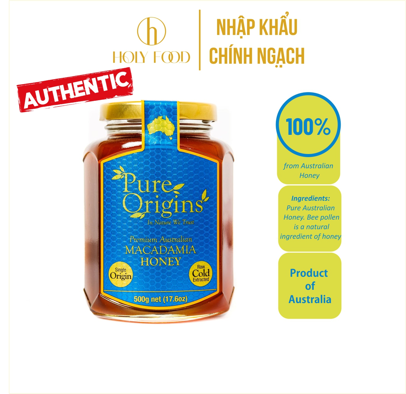 Mật ong hoa Macadamia chính hãng Úc hiệu Pure Origins loại 500g