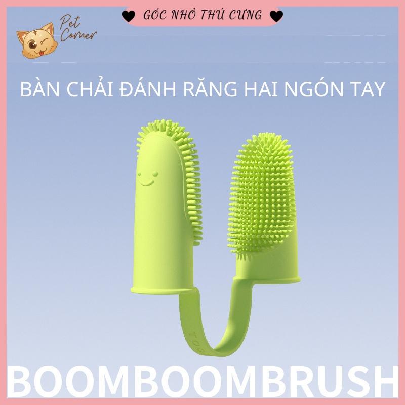 Bàn chải đánh răng cho chó mèo - Bàn chải xỏ ngón bằng silicone mềm tiện dụng