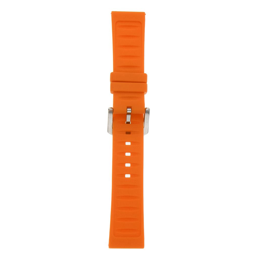 Orange Waterproof Rubber Wristband Watch Band Strap Replacement with 4 Spring Bars 19/20/21/22/mm