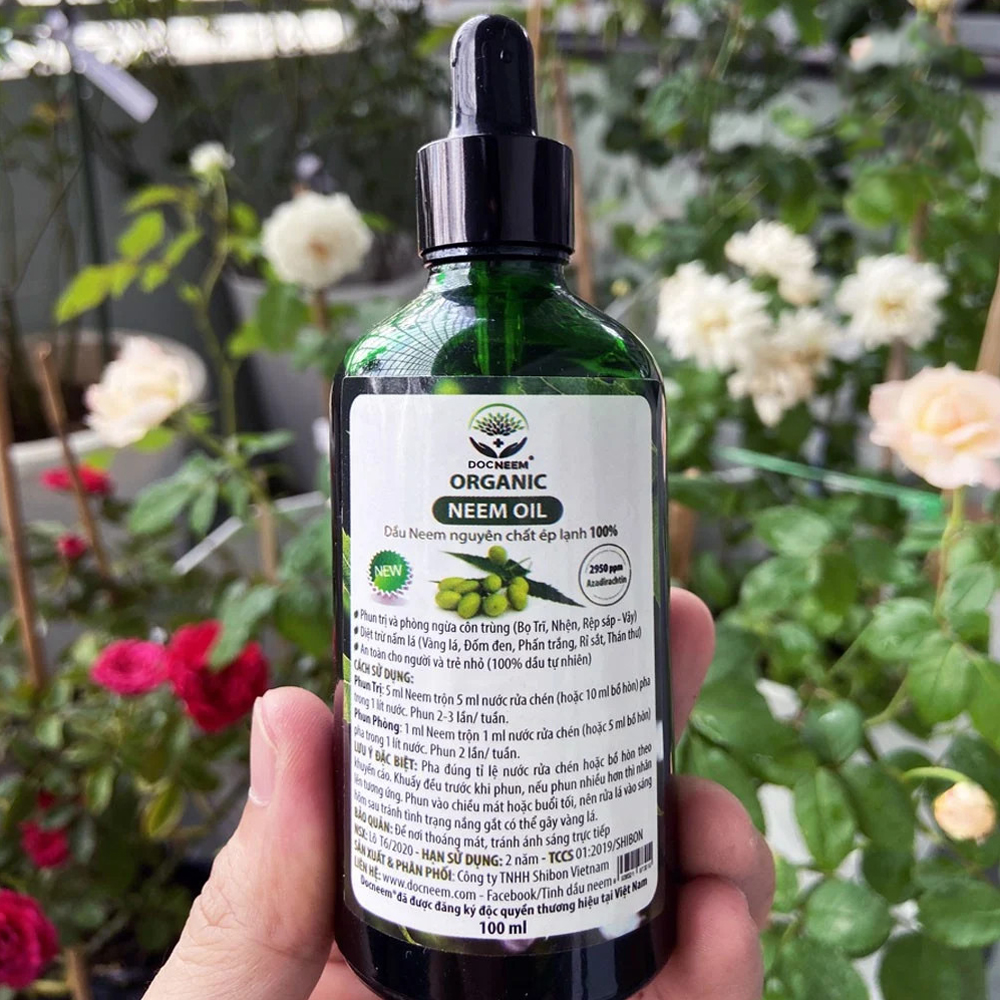 Dầu neem oil nguyên chất ép lạnh Docneem trừ sâu bệnh trên hoa hồng, phong lan, cây cảnh