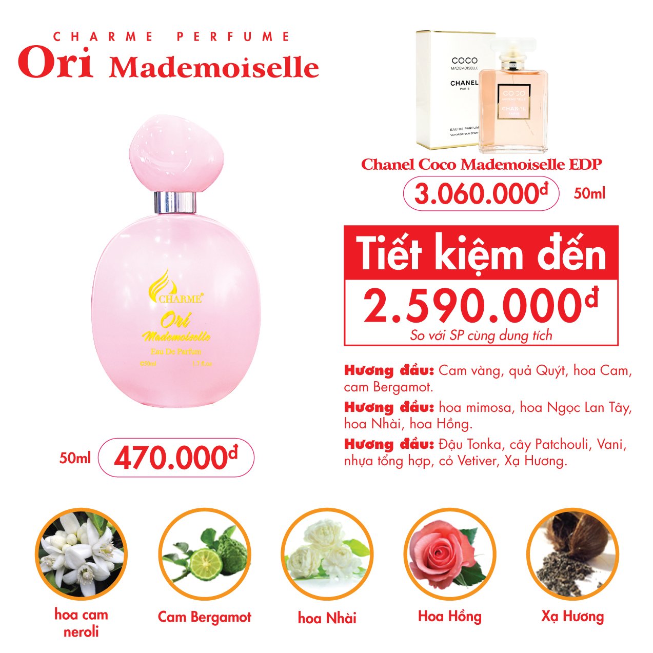 Nước hoa nữ Charme Ori Mademoiselle 50ml