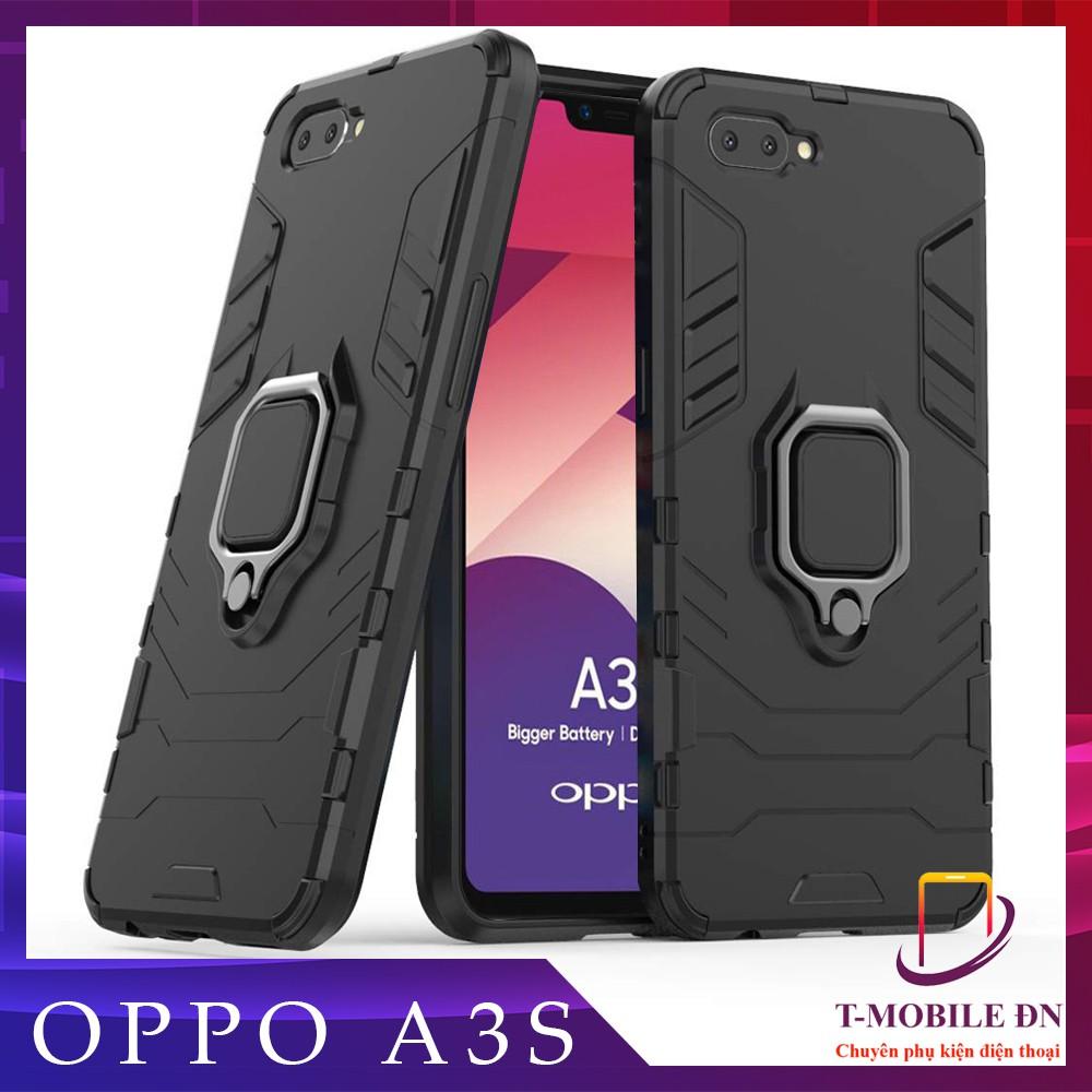 Ốp lưng cho Oppo A3S iron man chống sốc kèm nhẫn xoay chống xem video bảo vệ camera