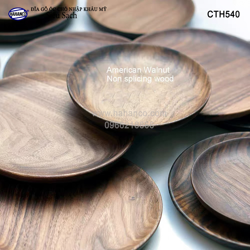 Đĩa gỗ Óc Chó nhập khẩu Mỹ nguyên khối (đủ Size) CTH540 (Walnut) hàng Xuất Khẩu Châu Âu - đĩa bánh mì/trái cây/ bít tết/ pizza/ phụ kiện chụp ảnh, bày món ăn trong nhà hàng - Sang trọng trên bàn ăn - HAHANCO