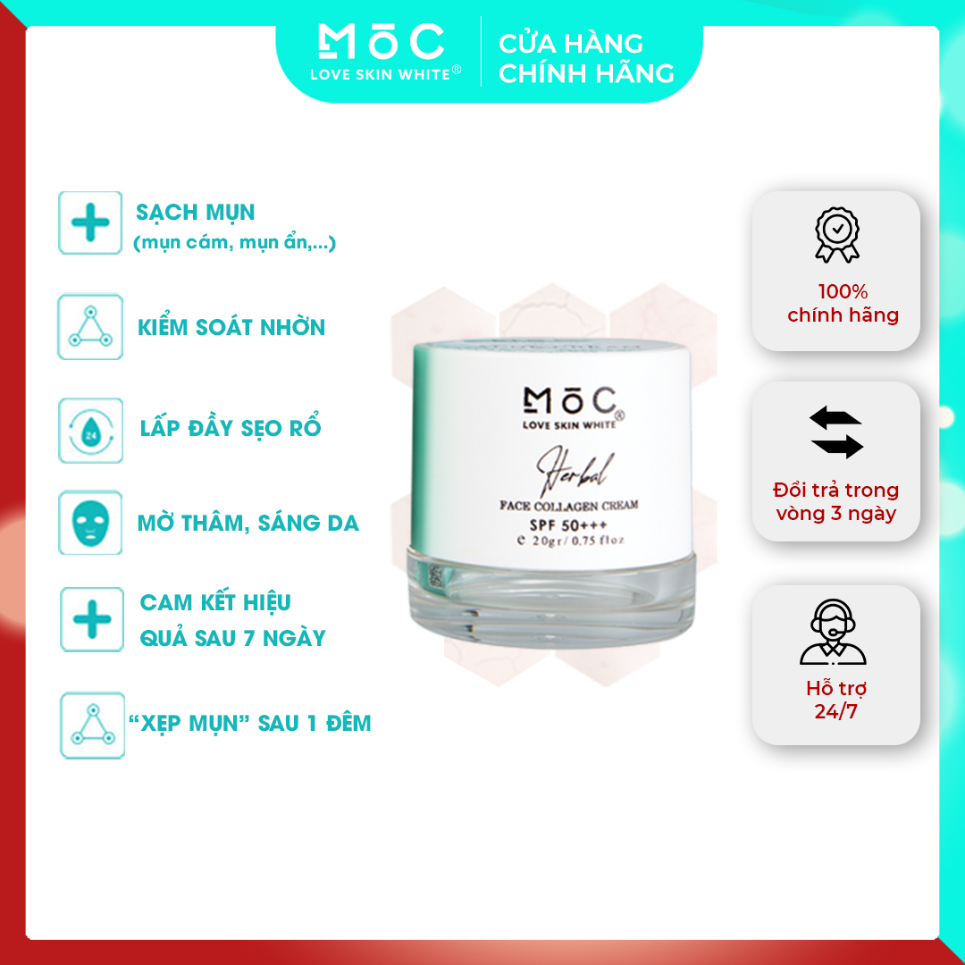 KEM NGỪA MỤN THÂM - MỜ SẸO - COLLAGEN /20G - MỘC