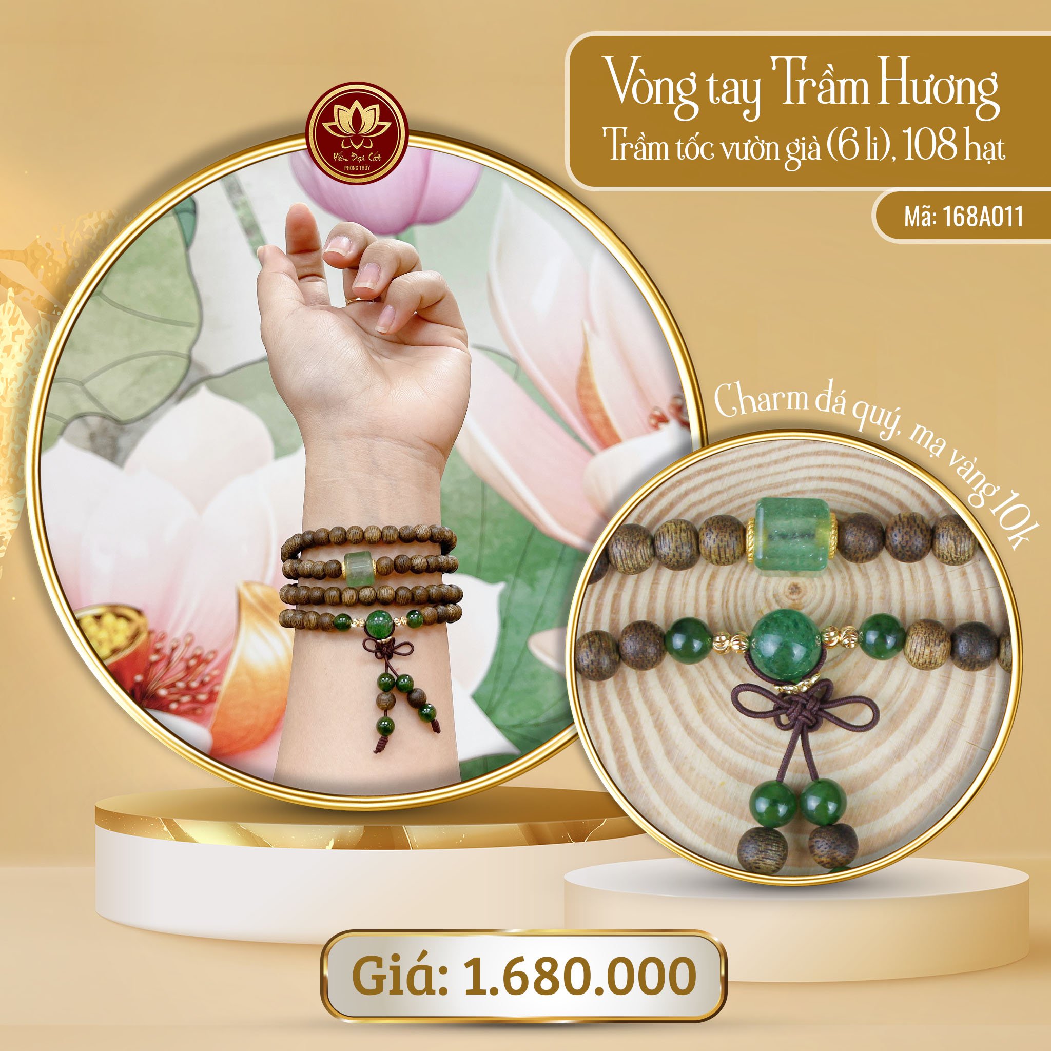 Vòng Tay Trầm Tốc Vườn Già 6 Ly, 108 Hạt 168A011