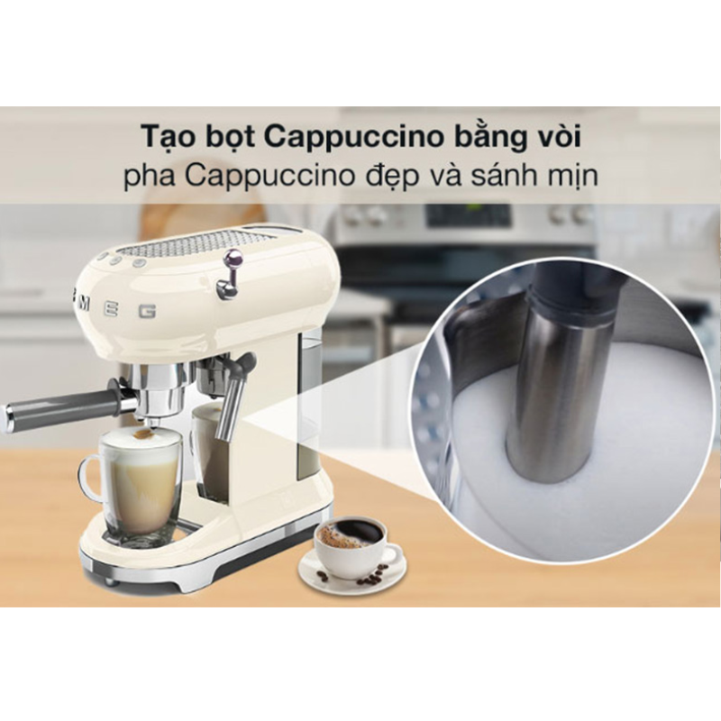 Máy pha cà phê Smeg màu kem ECF01CREU Hàng Chính Hãng