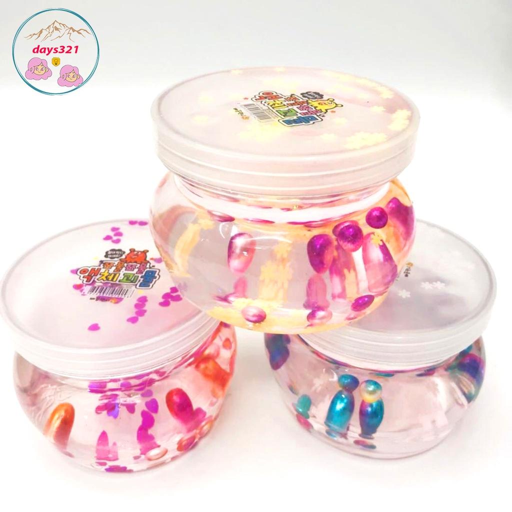 Slime LỌ TRÒN hoa giấy kim tuyến nhũ NG0C TRAI màu cực đẹp Đồ chơi hũ slam chất nhờn ma quái squishy