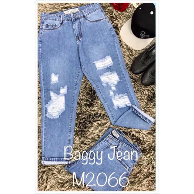 Quần jean nữ baggy cào rách, quần bò baggy form đẹp JB02