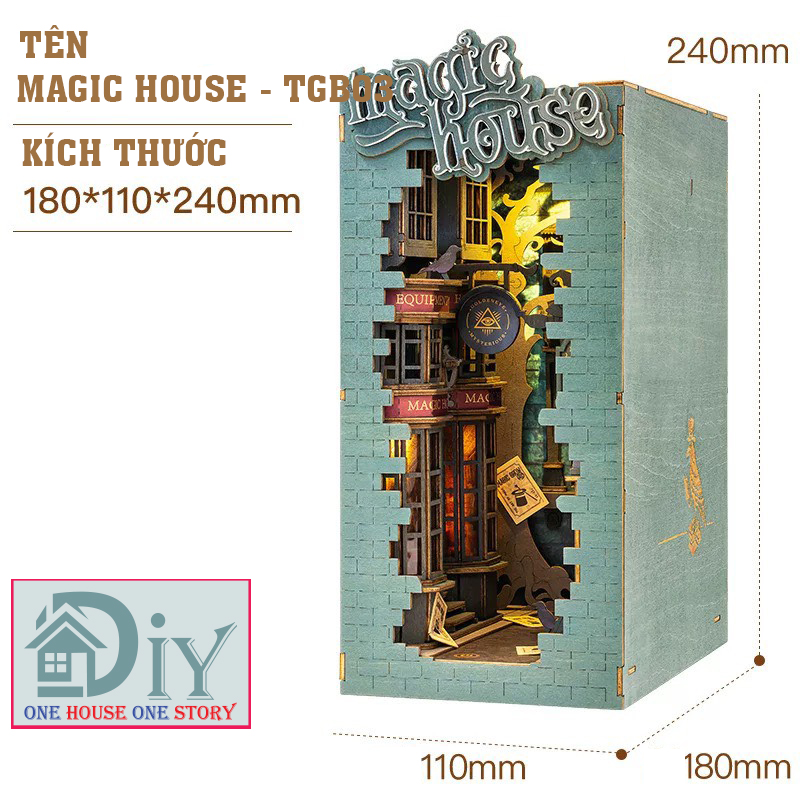 [Bản tiếng Anh]Mô hình Book nook DIY tự lắp ráp bằng gỗ 3D Rolife Magic House TGB03 - Quà tặng sinh nhật giáng sinh