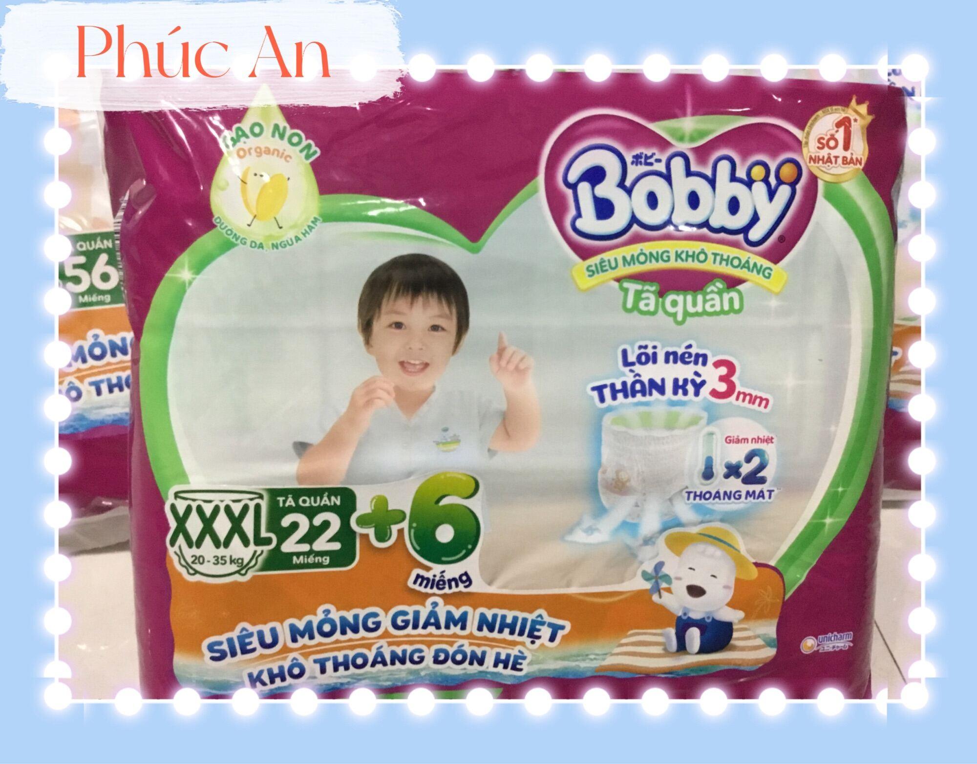 Tặng Thêm 2 Miếng Bên Trong - Tã Quần Trẻ Em Bobby Size XXXL 22 Miếng 20 Đến 35 Kg - Bỉm Quần Cho Bé Bobby Size Cực Đại XXXL22 | XXXL