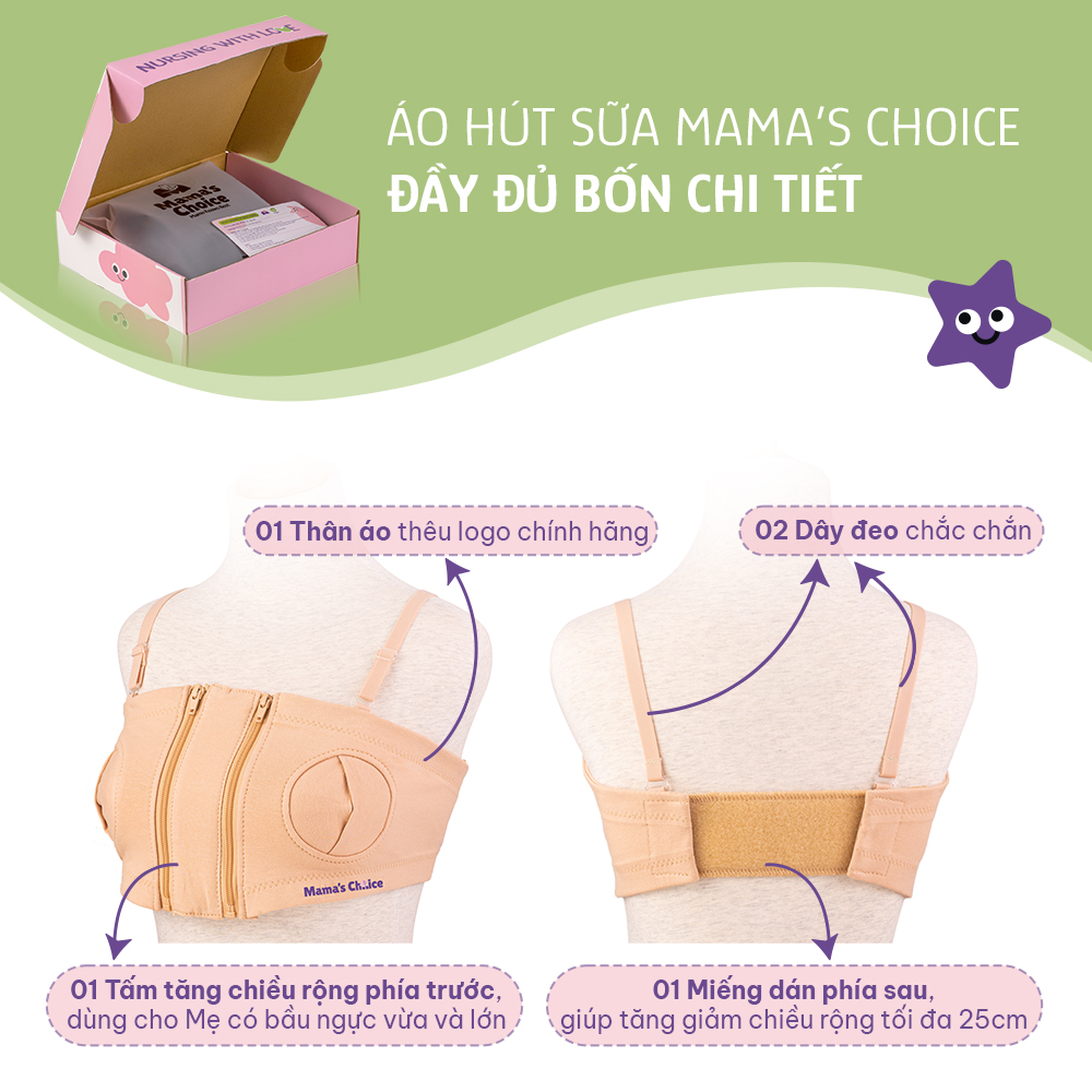 Combo Hỗ Trợ Hút Sữa Rảnh Tay, Áo Hút Sữa và Áo Lót Ngực Đa Năng Mama's Choice, Tăng Hiệu Quả Giảm Gánh Nặng Cho Mẹ