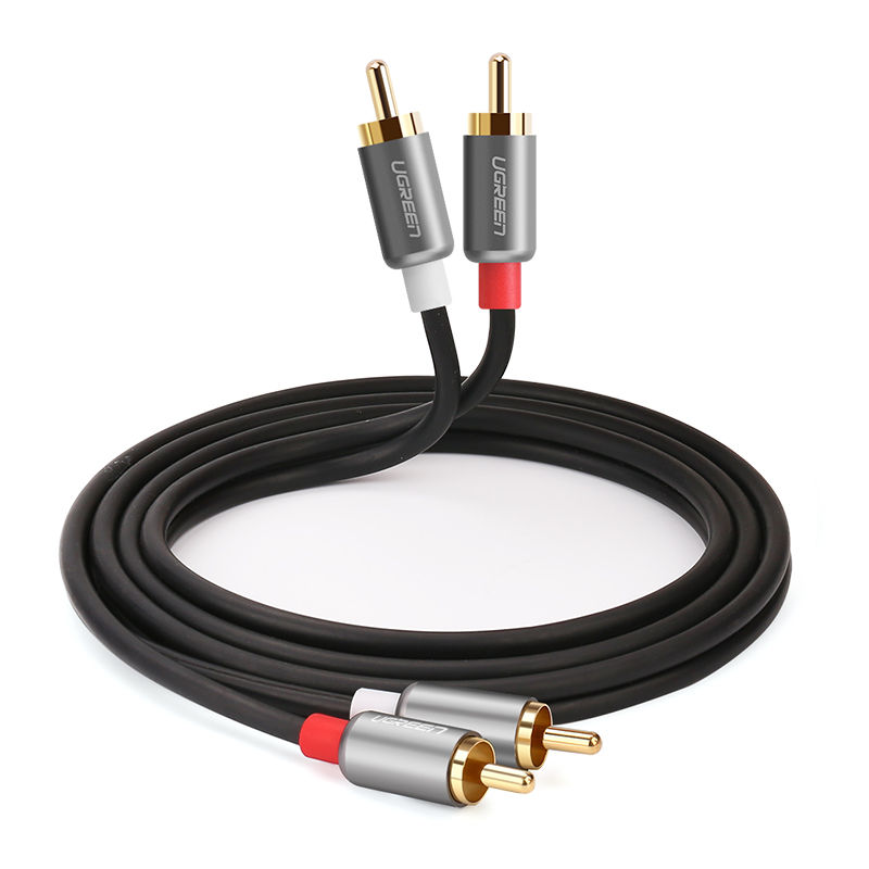 Cáp âm thanh đầu hoa sen 2RCA đực sang 2RCA đực chuyển tín hiệu âm thanh từ Tivi, DVD, CD player... ra Loa, Amplifier dài 0.5m UGREEN AV146 40931- Hàng Chính Hãng