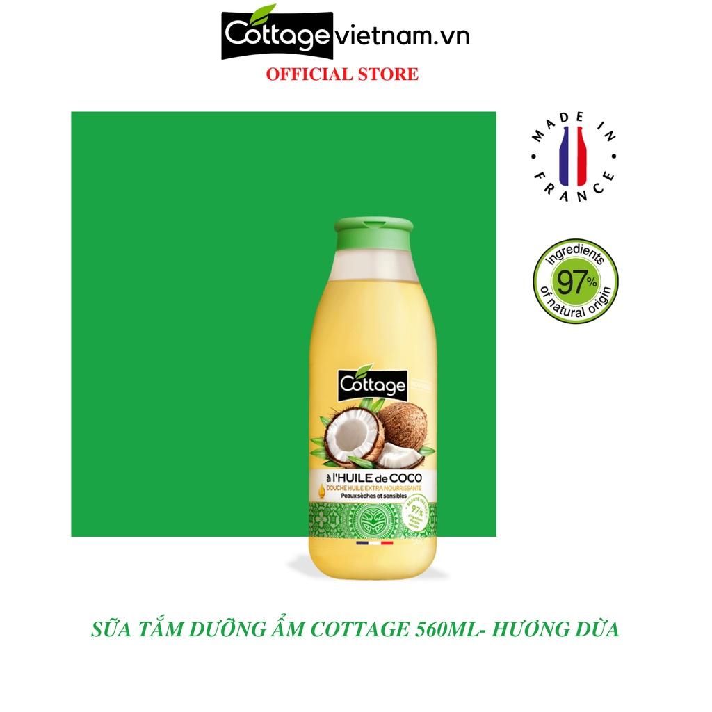 (Mẫu mới -Hương Dừa) Sữa tắm Cottage của Pháp, phân phối chính hãng, dung tích 560ml
