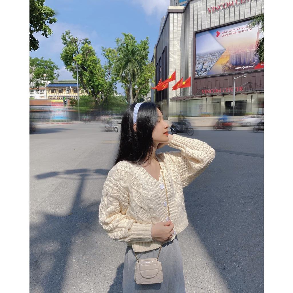 Áo khoác len Cardigan dáng lửng vặn thừng nhiều màu ulzzang - Made by Fiin