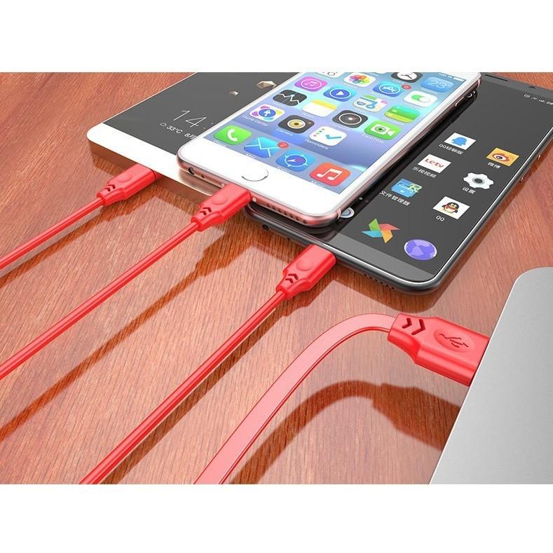 Cáp sạc dây kéo cuộn tròn 3 đầu