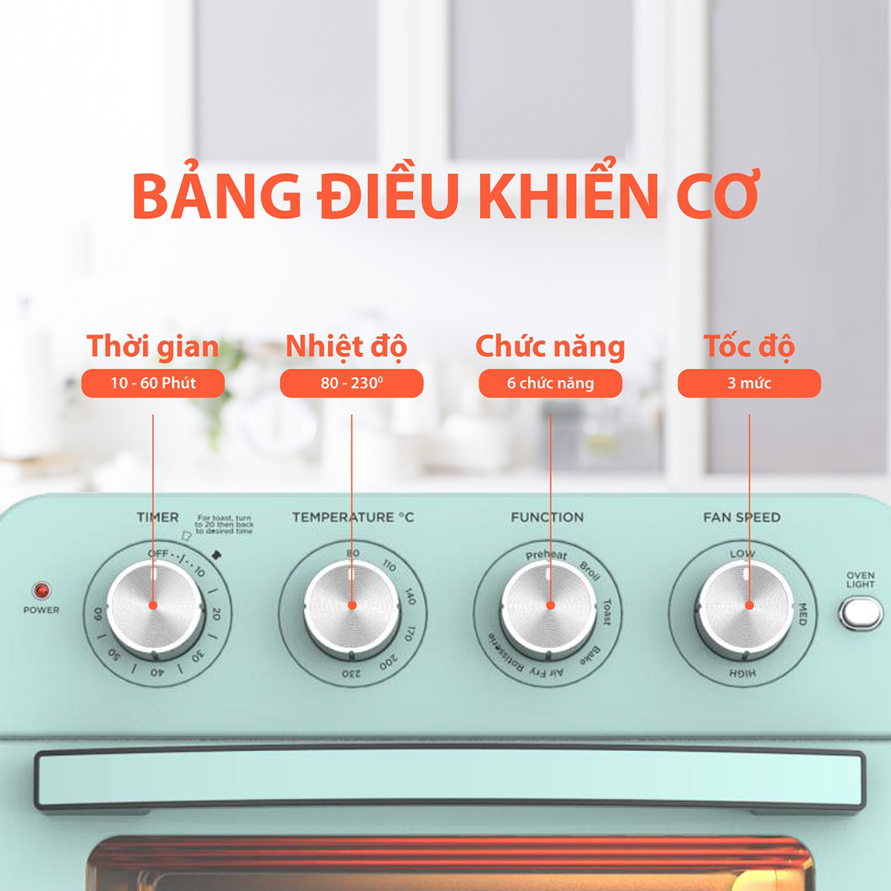 Lò nướng kiêm nồi chiên không dầu Unie Q37, công suất  1700W, dung tích 25L, hàng chính hãng