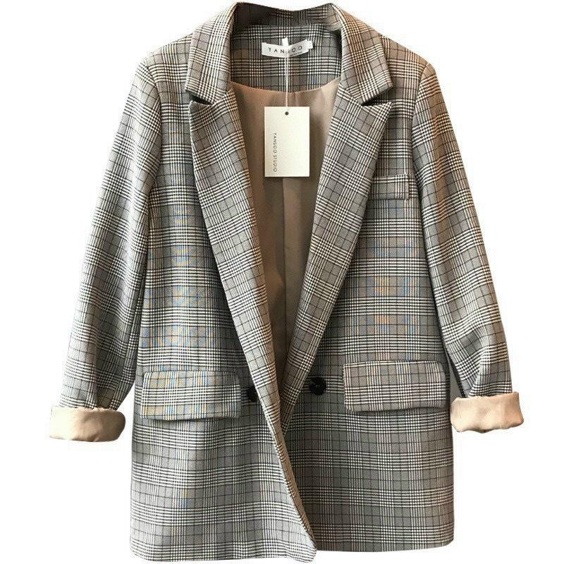 Áo khoác Vest, áo khoác Blazer kẻ 2 lớp kiểu dáng Hàn Quốc