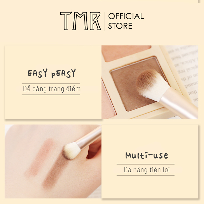 [Set 5] Cọ Trang Điểm Lady Kèm Gương chính hãng TMR, Hông_Xanh_Be, Makeup cơ bản với nhiều phong cách, tiện dụng
