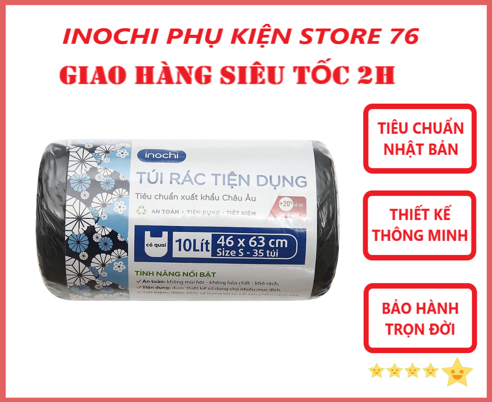 Túi Rác Tiện Dụng Soji Siêu Dai 10L-25L-50L Xuất Nhật - Hàng Chính Hãng inochi ( Tặng kèm khăn lau đa năng pakasa)