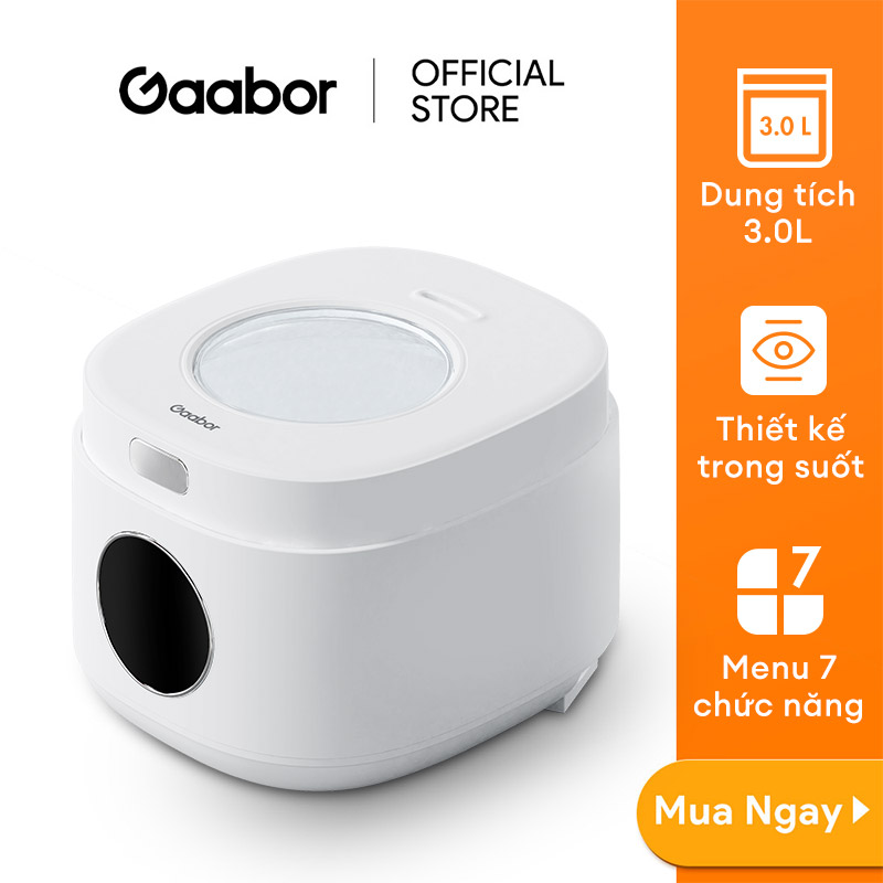 Nồi cơm điện tử cảm ứng thông minh Gaabor RC30T-WH02A 3L lòng nồi 1.2L 7 chế độ nấu thiết kế nắp trong suốt - Hàng chính hãng