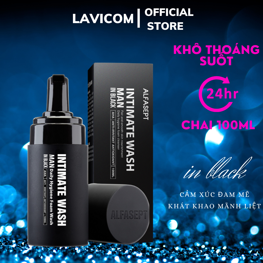 Bọt vệ sinh nam cao cấp hương nước hoa tinh khiết ALFASEPT INTIMATE WASH FOR MEN IN BLACK FOR MEN Chai 100ml