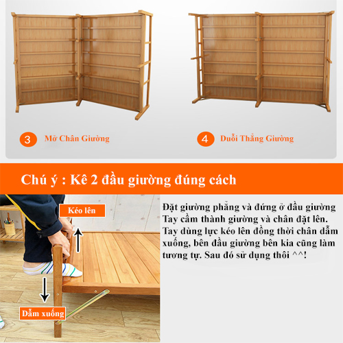 Giường tre gấp gọn, giường gấp nguyên liệu 100% tre già tự nhiên chọn lọc thân thiện môi trường bảo vệ sức khỏe