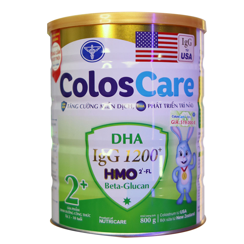 Sữa công thức Colos Care 2+ lon 800g - Tăng cường miễn dịch, Phát triển trí não