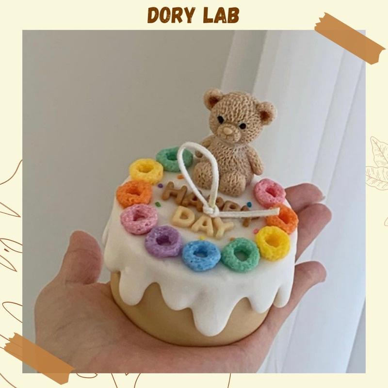 Nến Thơm Handmade Bánh Kem Kẹo Ngũ Sắc Trang Trí Chữ Theo Yêu Cầu - Dory Lab