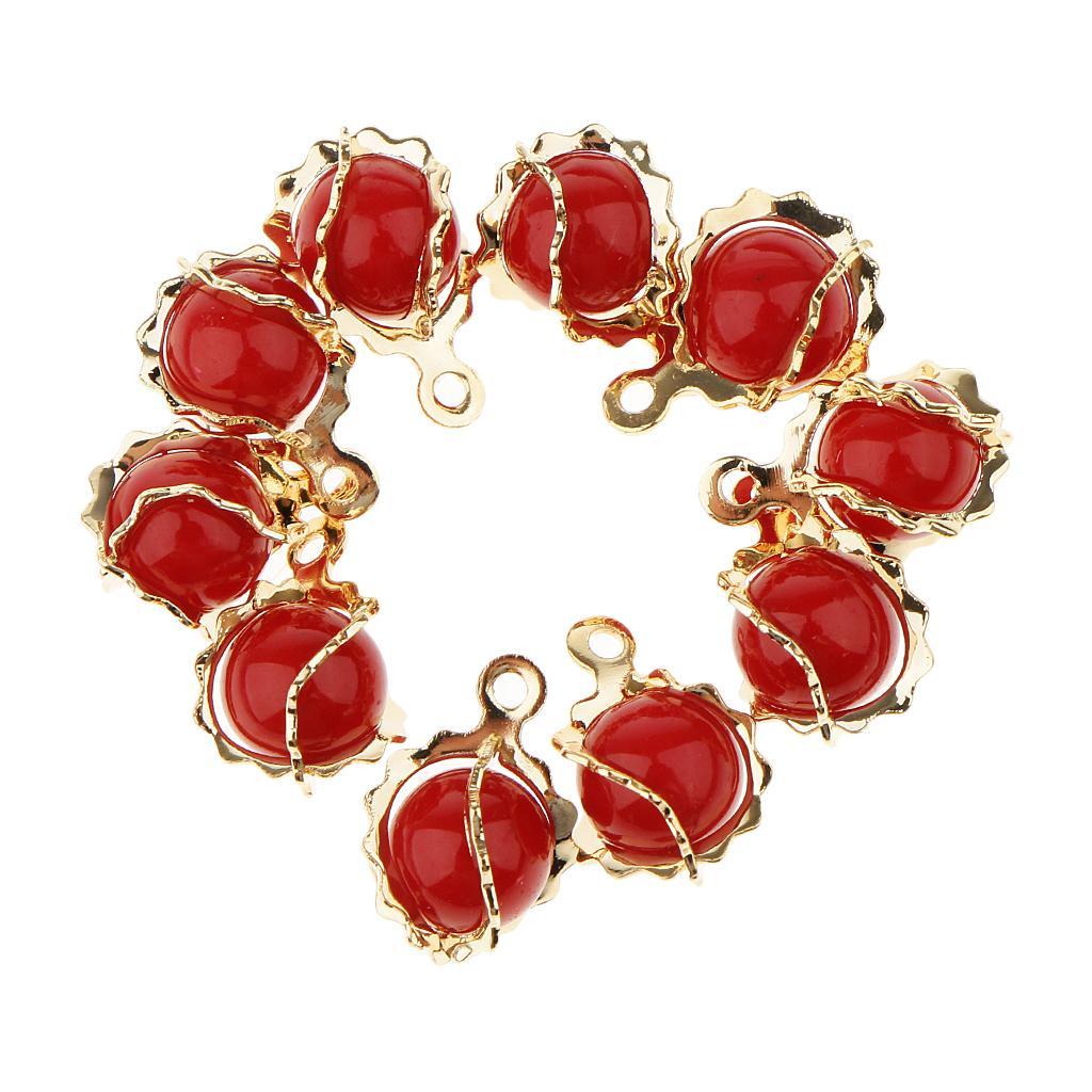 10 Pieces Round Pearl with Copper Pendant DIY Earring Necklace