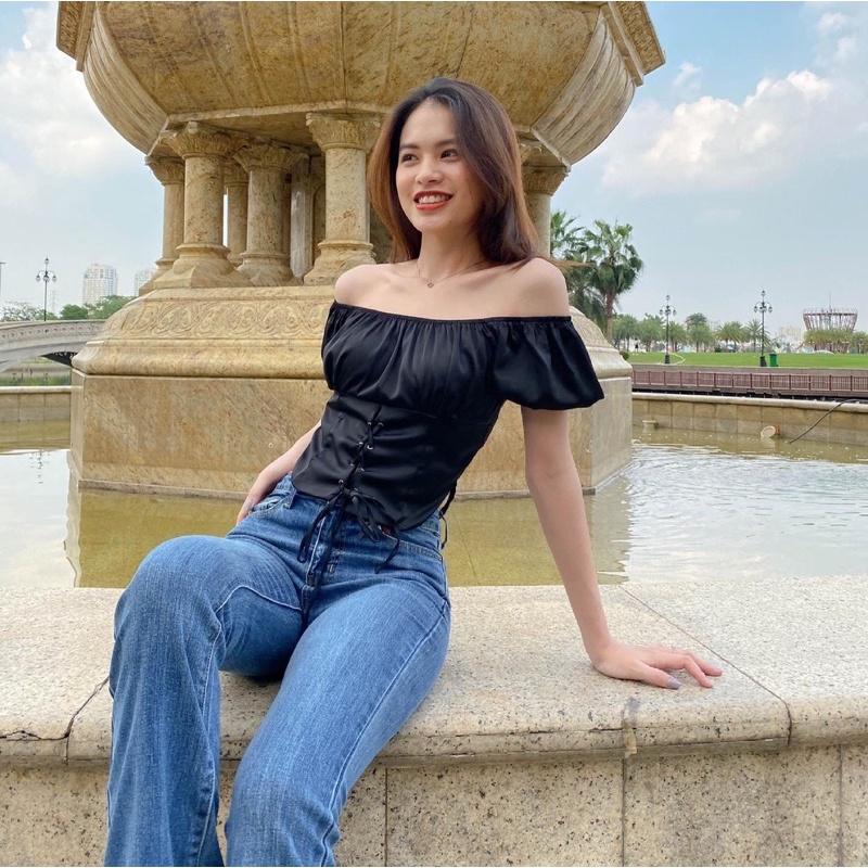 Áo croptop đan dây lụa Bonie Top