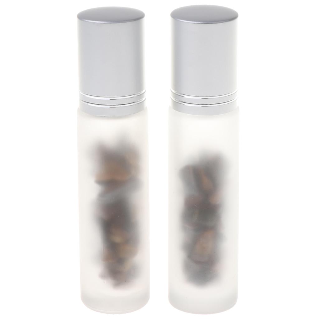 2X 10ml Empty Frosted Glass Perfume Roller Ball Bottles