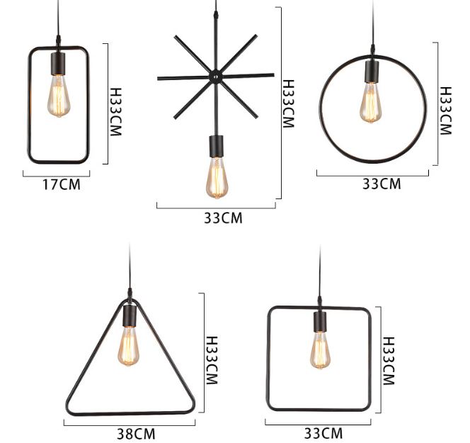 Đèn thả trang trí 5 hình học cao cấp trang trí cửa hàng, quán cafe, quầy bar - tặng kèm bóng LED chuyên dụng