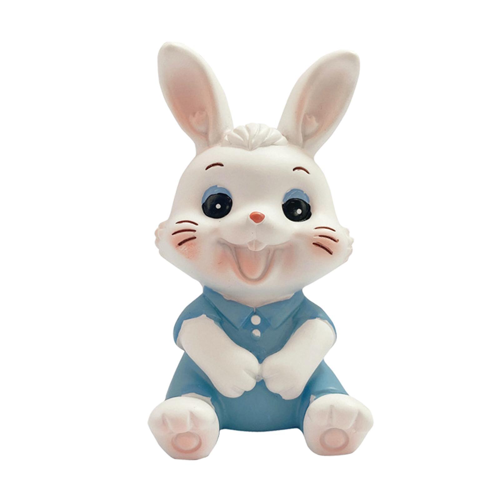 Cute Rabbit Statue Animal Figures Art Sculpture for Office Shelf Decoration