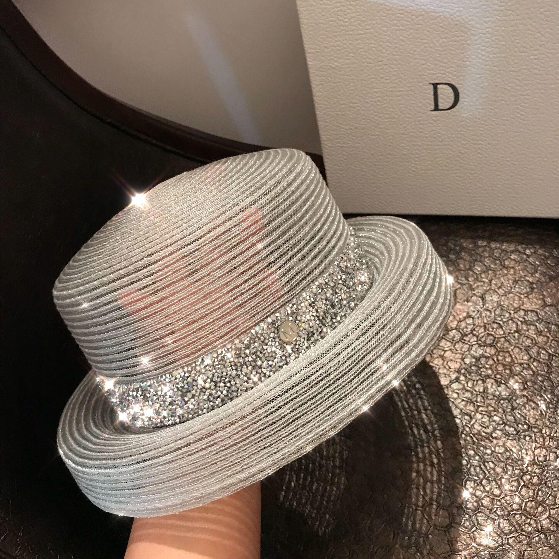 Chính Thức Nón Rộng Vành Nữ Hepburn Phong Cách Vintage Thiết Kế Mũ Rơm Trong Suốt Sáng Kim Cương Đi Biển Nón Lớn Hat nhà Thờ Nón