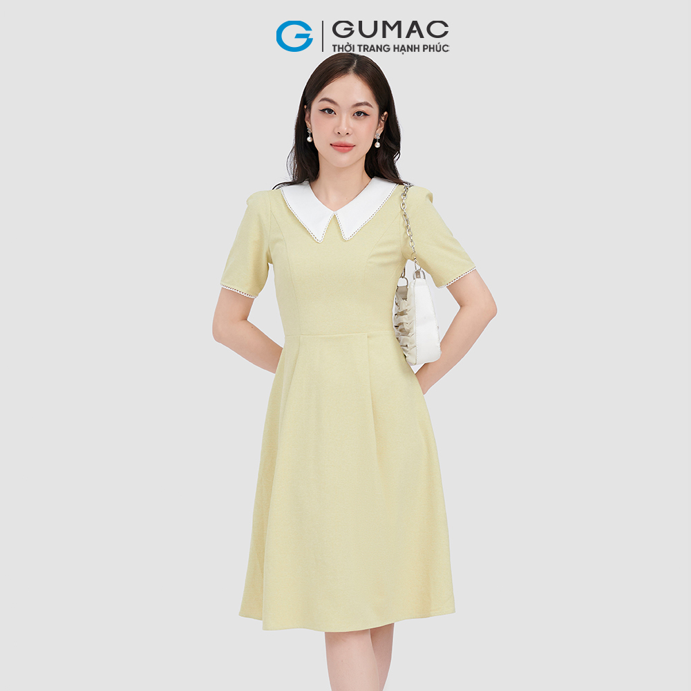 Đầm form A GUMAC DC10066 phối đăng ten trẻ trung