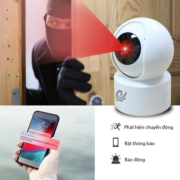 Camera Wifi An Ninh Quan Sát Trong Nhà Xoay 360 Độ Nhỏ Gọn Model CC2020, Độ Phân Giải 2.0Mpx, Kết Nối Điện Thoại, Máy Tính, Smart Tivi, Dùng APP CARECAM PRO - Kèm Thẻ 32Gb - Chính Hãng