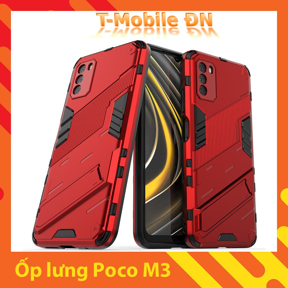 Ốp lưng cho Xiaomi Poco M3, Ốp chống sốc Iron Man PUNK cao cấp kèm giá đỡ cho Poco M3