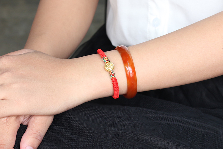 Vòng Tay Charm Hoa Bạc Bọc Vàng Dây 7 Sắc Ngọc Quý Gemstones GA150